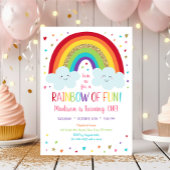 Cute Rainbow Clouds First Birthday Kaart