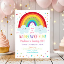 Cute Rainbow Clouds First Birthday