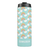 Cute Rainbow Clouds, gepersonaliseerd Thermosbeker (Voorkant)
