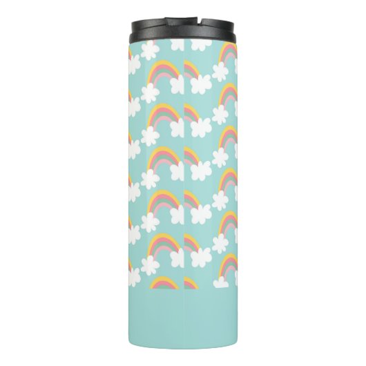 Cute Rainbow Clouds, gepersonaliseerd Thermosbeker (Achterkant)