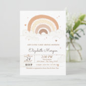 Cute Rainbow Clouds Harten Baby shower Kaart (Staand voorkant)