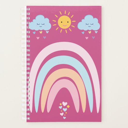 Cute Rainbow & Clouds Kids Design | Happy Pastel N Planner (Voorkant)