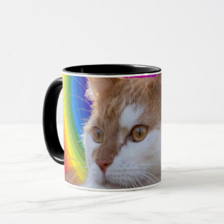 Cute Rainbow Colorful Cat Photo Mok