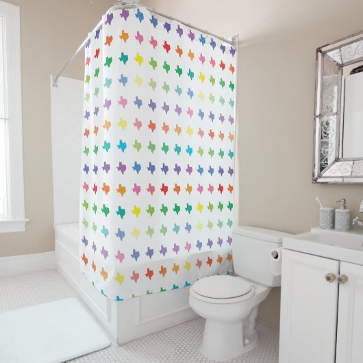Cute Rainbow Colors Map of Texas Douchegordijn (In situ)