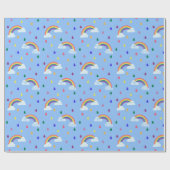 Cute Rainbow Confetti Rain Clouds Cadeaupapier (Vlak)