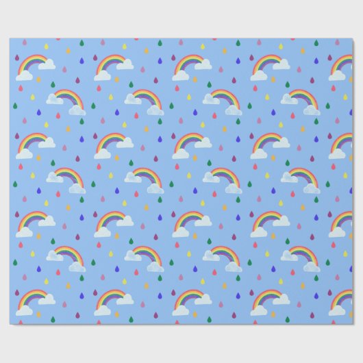 Cute Rainbow Confetti Rain Clouds Cadeaupapier (Vlak)