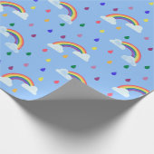 Cute Rainbow Confetti Rain Clouds Cadeaupapier (Hoek)