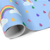 Cute Rainbow Confetti Rain Clouds Cadeaupapier (Rol Hoek)