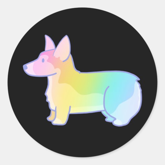Cute Rainbow Corgi Ronde Sticker (Voorkant)