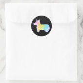 Cute Rainbow Corgi Ronde Sticker (Tas)