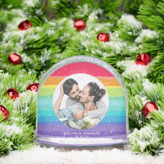 Cute Rainbow Couple Photo Christmas Sneeuwbol (Kerstmis)