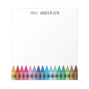 Cute Rainbow Crayons Kindergarten School Notitieblok