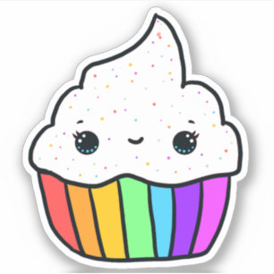 Cute Rainbow Cupcake Sprinkles Sticker