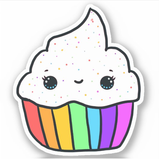 Cute Rainbow Cupcake Sprinkles Sticker (Voorkant)