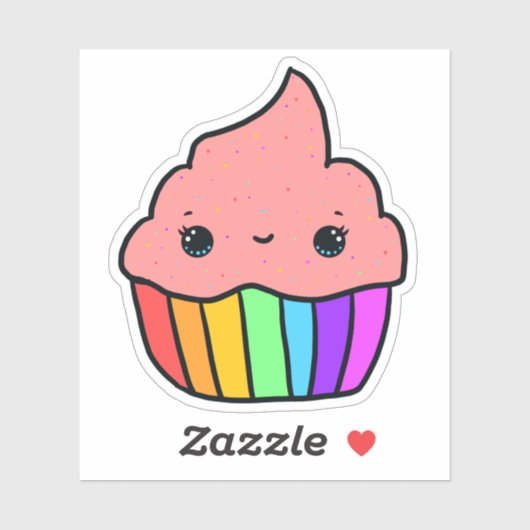 Cute Rainbow Cupcake Sprinkles Sticker (Vel)