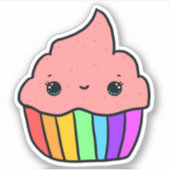 Cute Rainbow Cupcake Sprinkles Sticker (Voorkant)