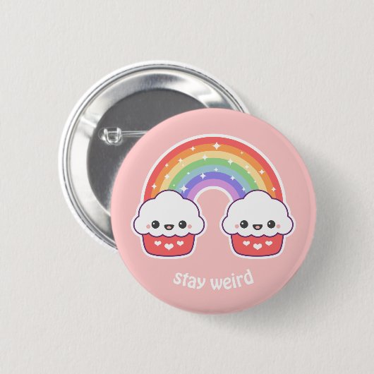 Cute Rainbow Cupcakes Ronde Button 5,7 Cm (Voorkant /achterkant)