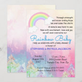 Cute Rainbow Custom Baby shower RSVP Kaart (Voorkant / Achterkant)