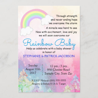 Cute Rainbow Custom Baby shower RSVP Kaart