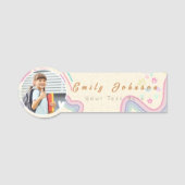 Cute Rainbow Custom Kid Name & Photo  Naamplaatje (Voorkant)