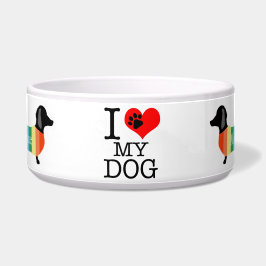 Cute Rainbow Dachshund Monogram Ik hou van mijn ho Voerbakje