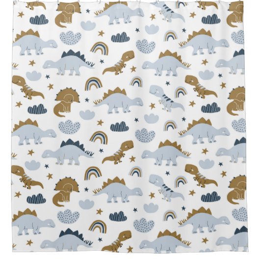Cute Rainbow Dinosaur Pattern Douchegordijn (Voorkant)