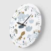 Cute Rainbow Dinosaur Pattern Grote Klok (Hoek)