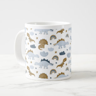 Cute Rainbow Dinosaur Pattern Grote Koffiekop
