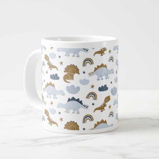 Cute Rainbow Dinosaur Pattern Grote Koffiekop (Links)