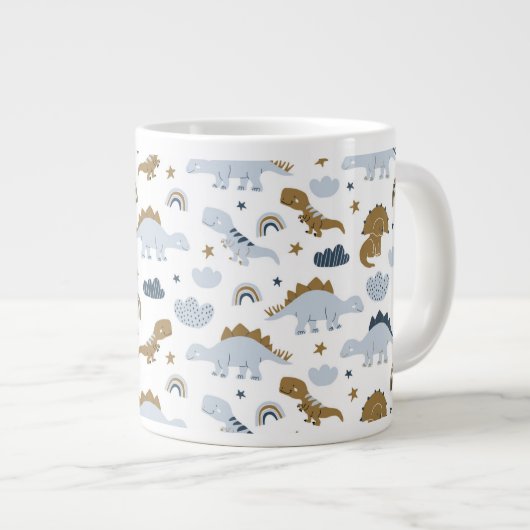 Cute Rainbow Dinosaur Pattern Grote Koffiekop (Voorkant rechts)