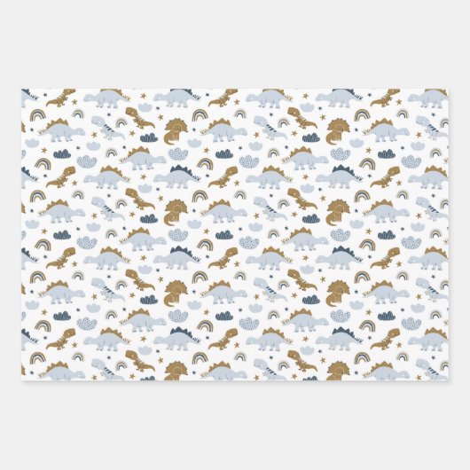 Cute Rainbow Dinosaur Pattern Inpakpapier Vel (Voorkant 3)