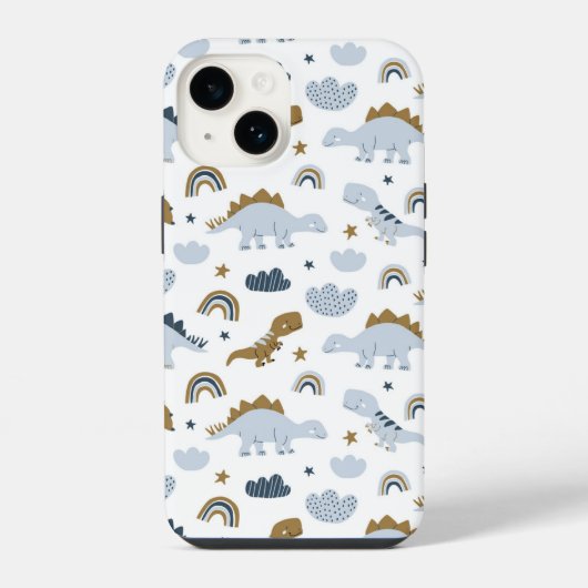 Cute Rainbow Dinosaur Pattern iPhone Hoesje (Achterkant)
