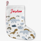 Cute Rainbow Dinosaur Pattern Kleine Kerstsok (Voorkant)