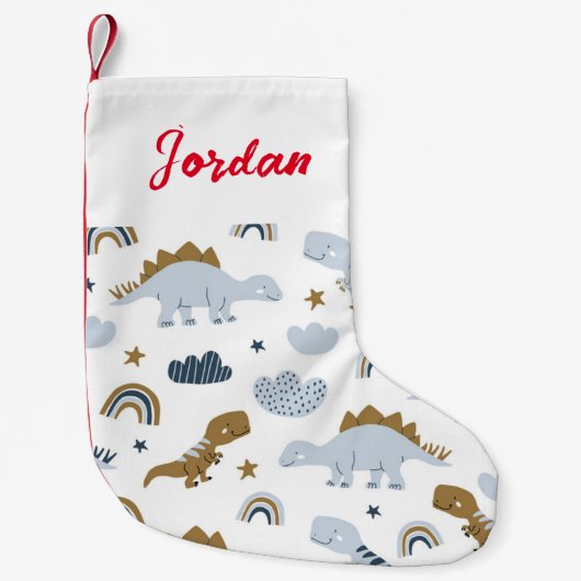 Cute Rainbow Dinosaur Pattern Kleine Kerstsok (Voorkant)