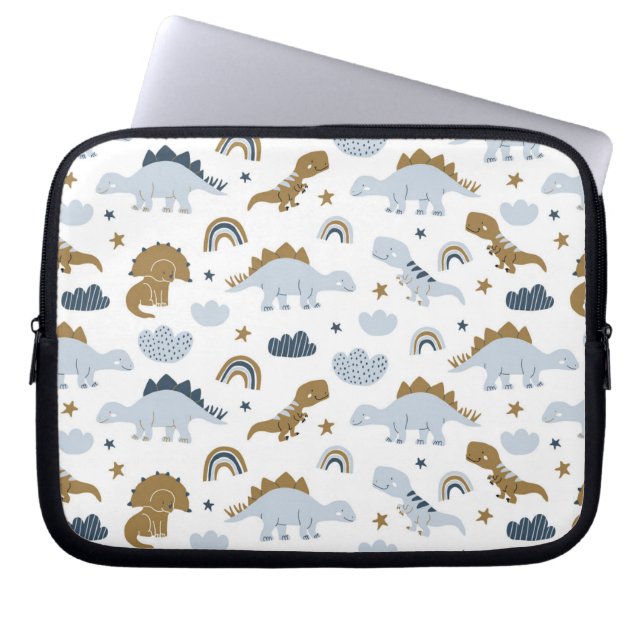 Cute Rainbow Dinosaur Pattern Laptop Sleeve (Voorkant)
