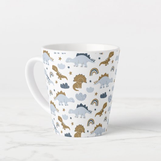 Cute Rainbow Dinosaur Pattern Latte Mok (Linkerhoek)