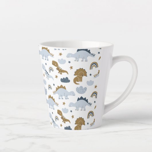 Cute Rainbow Dinosaur Pattern Latte Mok (Rechts)