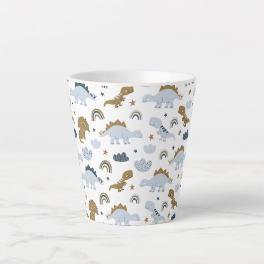 Cute Rainbow Dinosaur Pattern Latte Mok (Voorkant)