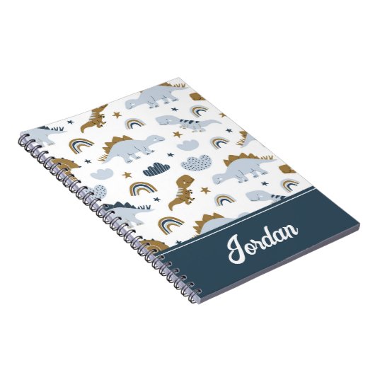 Cute Rainbow Dinosaur Pattern Notitieboek (Rechterzijde)
