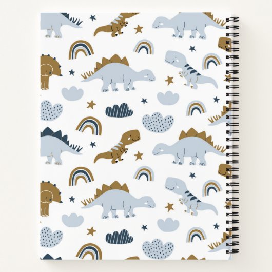 Cute Rainbow Dinosaur Pattern Notitieboek (Achterkant)