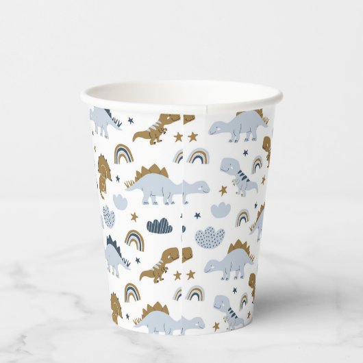 Cute Rainbow Dinosaur Pattern Papieren Bekers (Rechts)