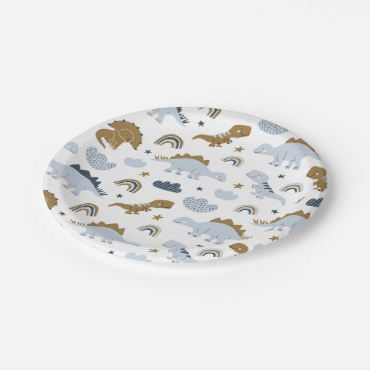Cute Rainbow Dinosaur Pattern Papieren Bordje (Gekanteld)