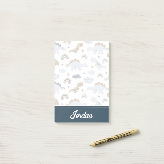 Cute Rainbow Dinosaur Pattern Post-it® Notes (Op bureau)