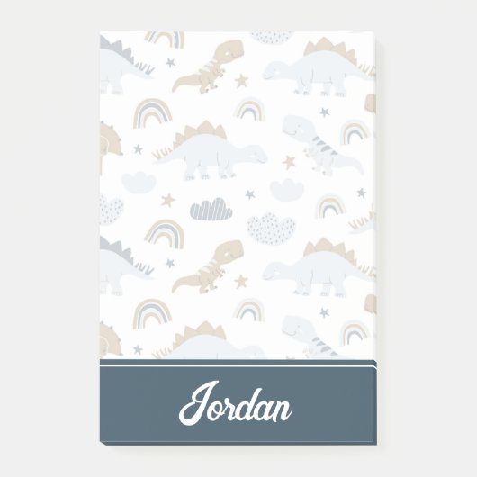 Cute Rainbow Dinosaur Pattern Post-it® Notes (Voorkant)