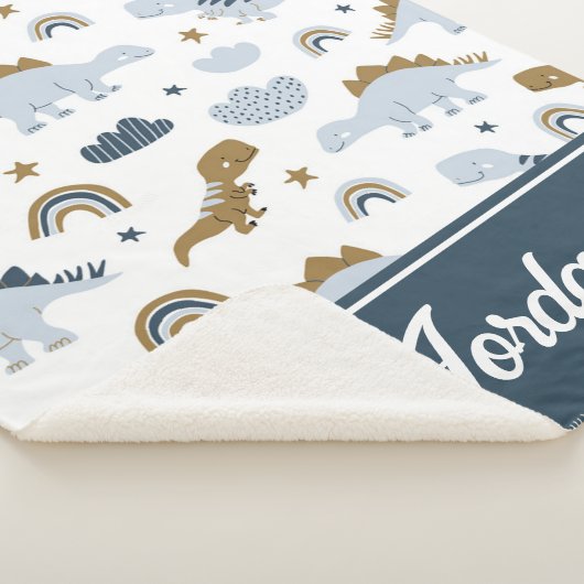 Cute Rainbow Dinosaur Pattern Sherpa Deken (3/4)