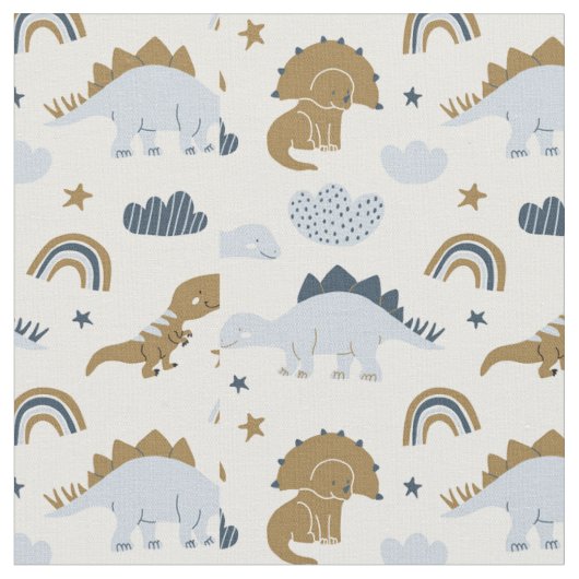 Cute Rainbow Dinosaur Pattern Stof (Close Up)