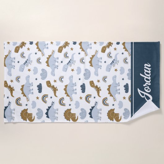 Cute Rainbow Dinosaur Pattern Strandlaken (Voorkant)