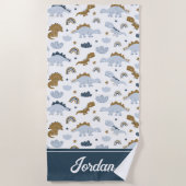 Cute Rainbow Dinosaur Pattern Strandlaken (Voorkant)