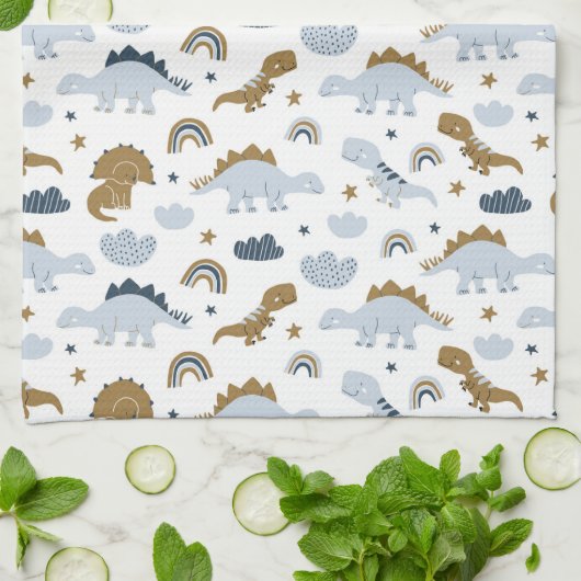 Cute Rainbow Dinosaur Pattern Theedoek (Gevouwen)