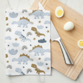 Cute Rainbow Dinosaur Pattern Theedoek (Quarter Fold)